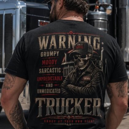 Warning Grumpy Trucker Skull